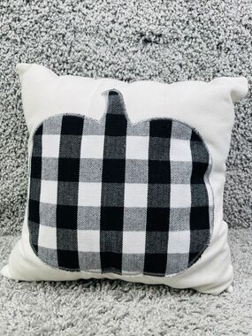 Apple Plaid Black White Square Throw Pillow Decorative